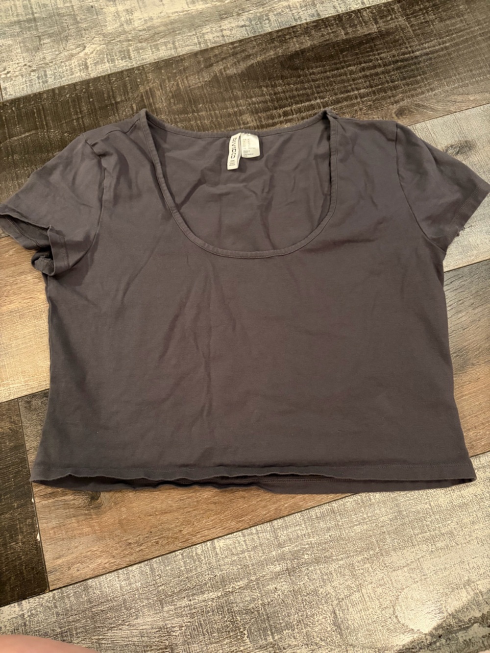 H&M Divided Black Baby Tee Stretch Fitted Top XL